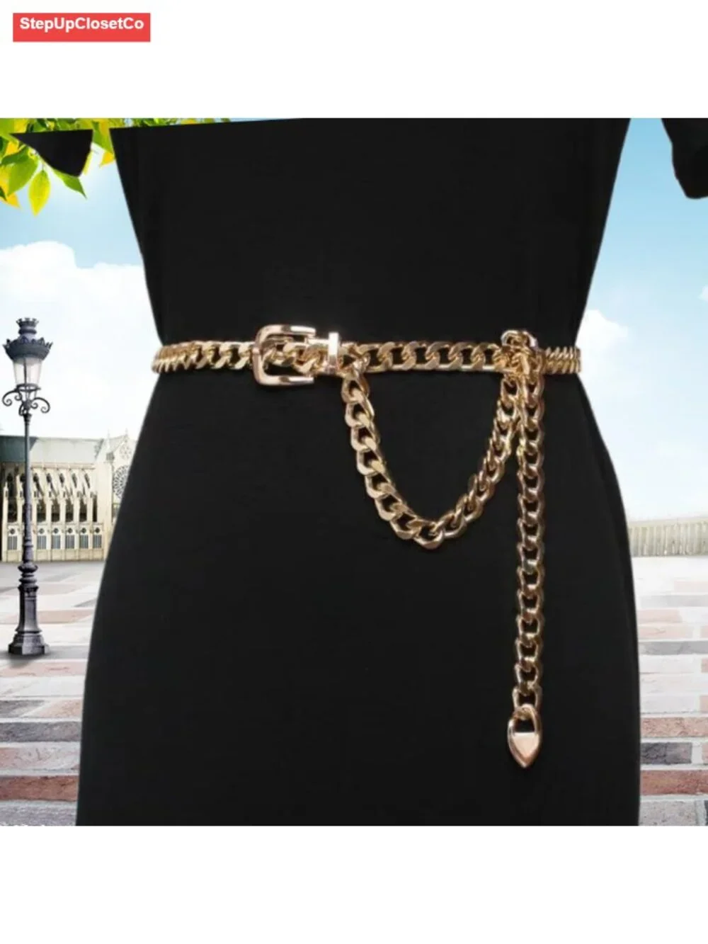 Women's Adjustable Metal Waist Chain Belt with Coin Pendant